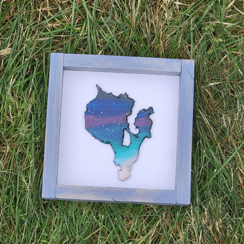 Mini Sebago Lake Aurora Framed Sign-Gray